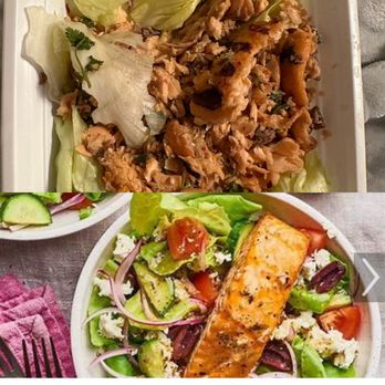 Luck Thai - Salmon salad as advertised on the bottom vs the salad I received 30 mins late. Not the same!!!! - Thai Near Me - Brooklyn, New York