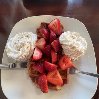 Belgian Sweets - The waffles were buried under strawberries. - Desserts Near Me - San Antonio, Texas Belgian Sweets - The waffles were buried under strawberries. - Desserts Near Me - San Antonio, Texas