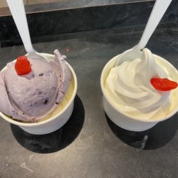 Penguin Ice Cream - Blueberry ice cream and banana cream pie ice cream
