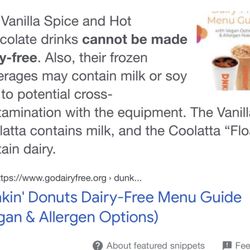 Dunkin' - Hot chocolate can't be made dairy free!
