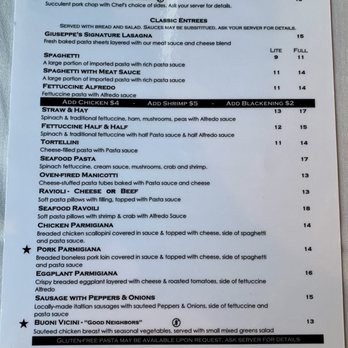 Giuseppe's Italian Dining - Menu - Italian Near Me - Marlow, Oklahoma