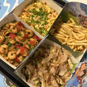 One Piece Cafe - Egg and pepper fried rice, fries, seafood fried rice, & seafood pasta (tilapia flakes only, no seafood) - Themed Cafes Near Me - Las Vegas, Nevada One Piece Cafe - Egg and pepper fried rice, fries, seafood fried rice, & seafood pasta (tilapia flakes only, no seafood) - Themed Cafes Near Me - Las Vegas, Nevada