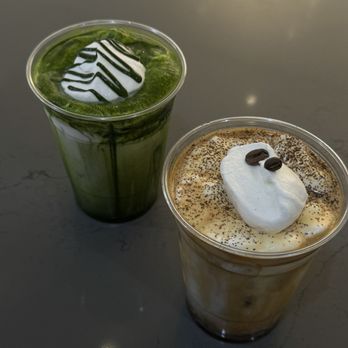 Re Coffee - SO BOMB iced Einspanner vanilla latte & Einspanner Vanilla matcha - Desserts Near Me - Northridge, California