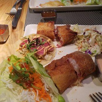 Bailiwick - I had several apps on this plate. Bottom left, Lettuce Veggie Wrap. Upper left, mini fish tacos. Bottom right, Reuben Egg rolls. - Gastropubs Near Me - Las Vegas, Nevada Bailiwick - I had several apps on this plate. Bottom left, Lettuce Veggie Wrap. Upper left, mini fish tacos. Bottom right, Reuben Egg rolls. - Gastropubs Near Me - Las Vegas, Nevada
