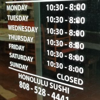 Honolulu Sushi - Hours of operation - Sushi Bars Near Me - Honolulu, Hawaii Honolulu Sushi - Hours of operation - Sushi Bars Near Me - Honolulu, Hawaii