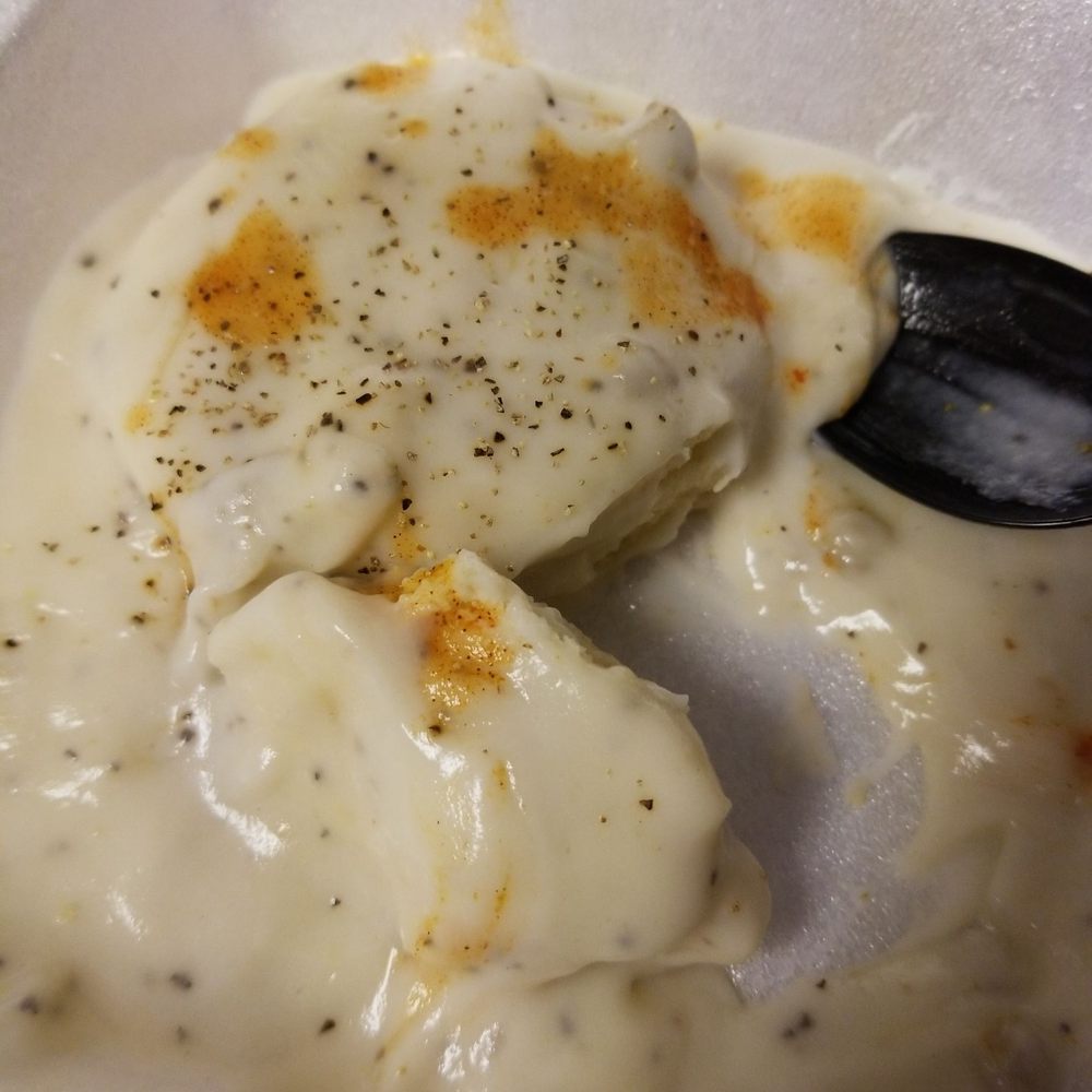 Pitiful gravy . Not even Tabasco could fix this. Pitiful gravy . Not even Tabasco could fix this.