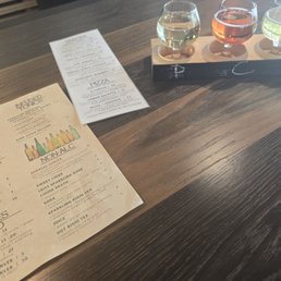 Cider flight and menu Cider flight and menu