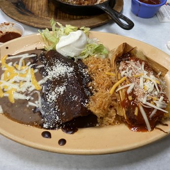 Ajos y Cebollas - Build your own combo with a chicken mole enchilada and pork tamale was awesome. - Mexican Near Me - South El Monte, California Ajos y Cebollas - Build your own combo with a chicken mole enchilada and pork tamale was awesome. - Mexican Near Me - South El Monte, California