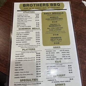 Brother's BBQ - Menu - Barbeque Near Me - Pensacola, Florida