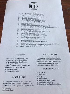 Menu photo 8 The Block Petaluma, CA