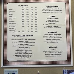 K’s Koffee - Menu