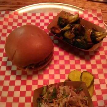 Upstreet BBQ Brewhouse - Vegan platter with jackfruit sandwich, roasted veggies and coleslaw. - Barbeque Near Me - Dartmouth, Nova Scotia