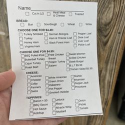 Grub Hub - Deli bar menu