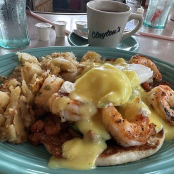Clayton's Coffee Shop - Seafood Benedict. Lots of good size shrimp! Delicious!!! - Coffee & Tea Near Me - Coronado, California Clayton's Coffee Shop - Seafood Benedict. Lots of good size shrimp! Delicious!!! - Coffee & Tea Near Me - Coronado, California