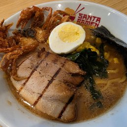 Softshell crab with grilled pork Ramen in Tokyo soy style Softshell crab with grilled pork Ramen in Tokyo soy style