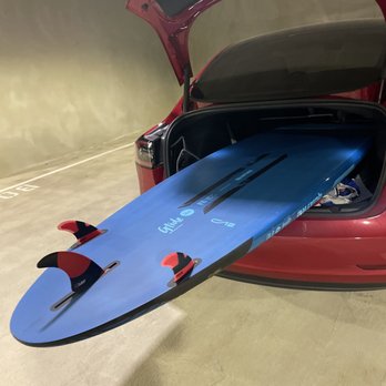 Sup To You - Quatro Glide Max 8'10" will fit in a model 3 with front passenger seat down and reclined all the way - Paddleboarding Near Me - Laguna Beach, California Sup To You - Quatro Glide Max 8'10" will fit in a model 3 with front passenger seat down and reclined all the way - Paddleboarding Near Me - Laguna Beach, California