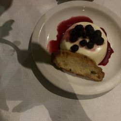 Andrew Edmunds - Buttermilk panna cotta with blueberries and biscotti