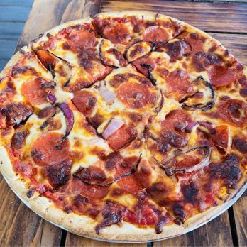 Beachside Billys - Pepperoni and onion pizza - American Near Me - Austin, Texas