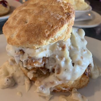 Krankies - Chicken biscuit with sausage gravy - Huge! Hot! Delicious! - Coffee & Tea Near Me - Winston-Salem, North Carolina Krankies - Chicken biscuit with sausage gravy - Huge! Hot! Delicious! - Coffee & Tea Near Me - Winston-Salem, North Carolina