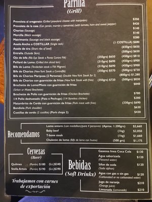 Menu photo 1 Parrilla Cero 5 Buenos Aires, C Menu photo 1 Parrilla Cero 5 Buenos Aires, C