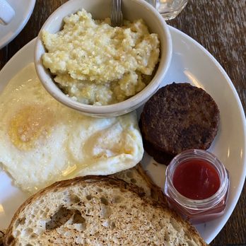 Oddfellows - The O.G with Veggie Sausage and cheese grits - Breakfast & Brunch Near Me - Dallas, Texas Oddfellows - The O.G with Veggie Sausage and cheese grits - Breakfast & Brunch Near Me - Dallas, Texas