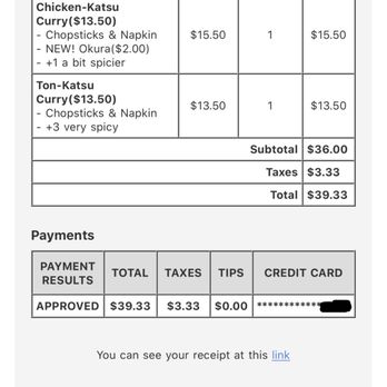 Demiya - Email receipt - Japanese Curry Near Me - San Jose, California