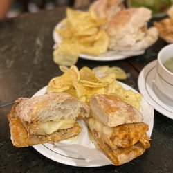 Lareira - Pernil com queijo de serra (pork and cheese sandwich) and bacalhau (salted codfish sandwich)