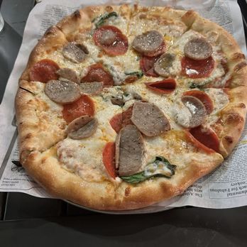 New River Taphouse - Pepperoni, sausage and spinach pizza. - Pizza Near Me - Virginia Beach, Virginia