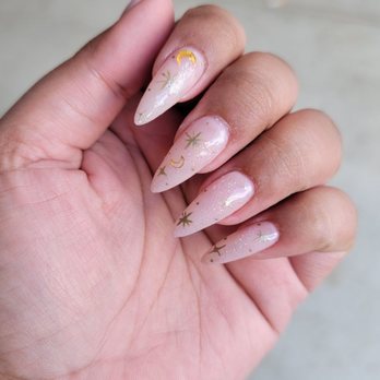 Nails Please - Gel-x with hand drawn design and stickers - Nail Salons Near Me - Fremont, California Nails Please - Gel-x with hand drawn design and stickers - Nail Salons Near Me - Fremont, California