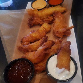 Fronk's - Chicken tenders good choice for 1/2 off during Happy Hour. - Burgers Near Me - Bellflower, California