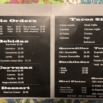 Ole Ole - Late 2018 Menu - Mexican Near Me - Portland, Oregon Ole Ole - Late 2018 Menu - Mexican Near Me - Portland, Oregon