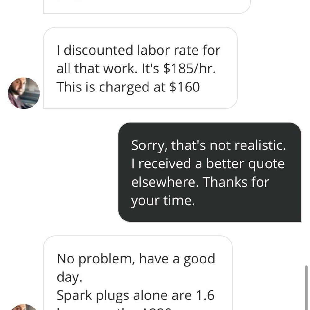 Valley Auto Repair & Alignment - Screenshot of conversation - Oil Change Stations Near Me - Tujunga, California Valley Auto Repair & Alignment - Screenshot of conversation - Oil Change Stations Near Me - Tujunga, California