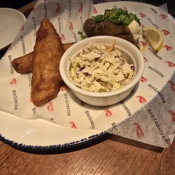Red Lobster - Fish, bake potato and coleslaw - Seafood Near Me - Denton, Texas Red Lobster - Fish, bake potato and coleslaw - Seafood Near Me - Denton, Texas