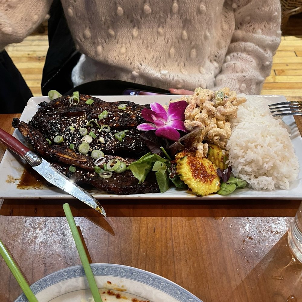 AO Hawaiian Hideout - Galbi Broke Da Mouth Beef Short Ribs aka Kalbi - Asian Fusion Near Me - Chicago, Illinois