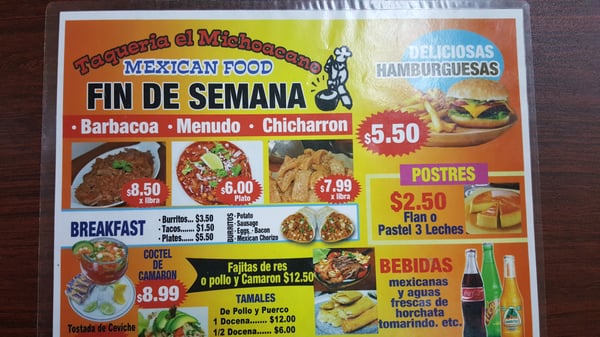 Menu photo 2 Taqueria El Michoacano Fort Worth, TX Menu photo 2 Taqueria El Michoacano Fort Worth, TX