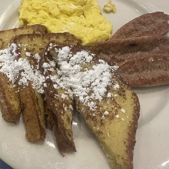 Taylor's Cafe - Brioche French Toast platter with scrambled eggs and pork sausage - New American Near Me - Philadelphia, Pennsylvania Taylor's Cafe - Brioche French Toast platter with scrambled eggs and pork sausage - New American Near Me - Philadelphia, Pennsylvania