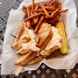 Muddy Creek Cafe & Music Hall - Turkey Reuben and Sweet Potato Fries