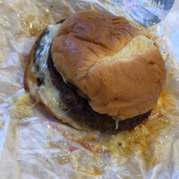 1/2 Lb. Flame Thrower Grill Burger They remade it in less than a minute. Doesn't even have the full list of ingredients.
