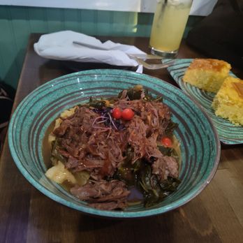 Elephant in the Room - Braised Beef with collard greens and macaroni and cheese (note: original menu side items come with mashed potatoes and brocolini). - American Near Me - Millersville, Maryland