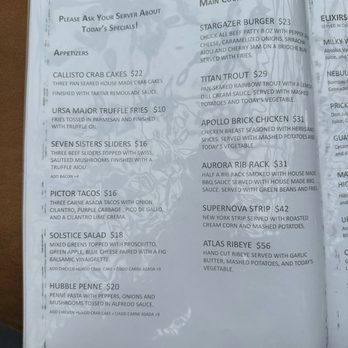 Sky Nova - Menu - Bars Near Me - Cannonville, Utah