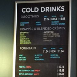 Connection Café - Cold drinks menu at Connection Café