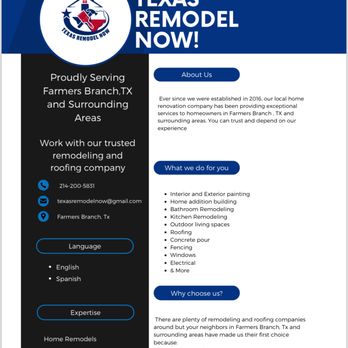 Texas Remodel Now - Texas Remodel Now - General Contractors Near Me - Farmers Branch, Texas Texas Remodel Now - Texas Remodel Now - General Contractors Near Me - Farmers Branch, Texas