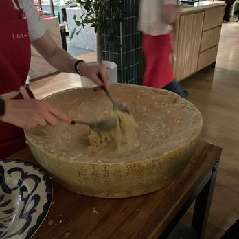 Eataly - Sherway Gardens - Yummy pasta mixed right in parmesan wheel - Grocery Near Me - Toronto, Ontario