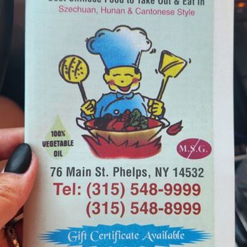 China Wok - Menu front with location and contact information - Chinese Near Me - Phelps, New York China Wok - Menu front with location and contact information - Chinese Near Me - Phelps, New York