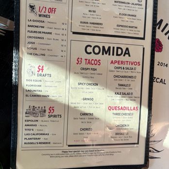 El Camino - Menu - Cocktail Bars Near Me - Delray Beach, Florida