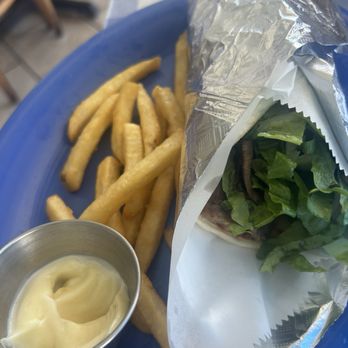 Greek Marina - Gyros Sandwich - delicious. Note the fries are very tasty but also an extra $6. - Greek Near Me - Honolulu, Hawaii Greek Marina - Gyros Sandwich - delicious. Note the fries are very tasty but also an extra $6. - Greek Near Me - Honolulu, Hawaii