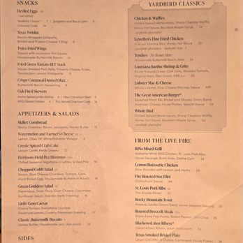 Yardbird - Menu - Whiskey Bars Near Me - Denver, Colorado