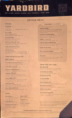 Menu photo 5 Yardbird Denver, CO