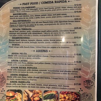 La Terraza Grill & bar - Menu - Colombian Near Me - San Jose, California