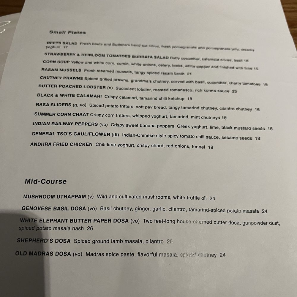 Rasa - Burlingame - Menu - Indian Near Me - Burlingame, California